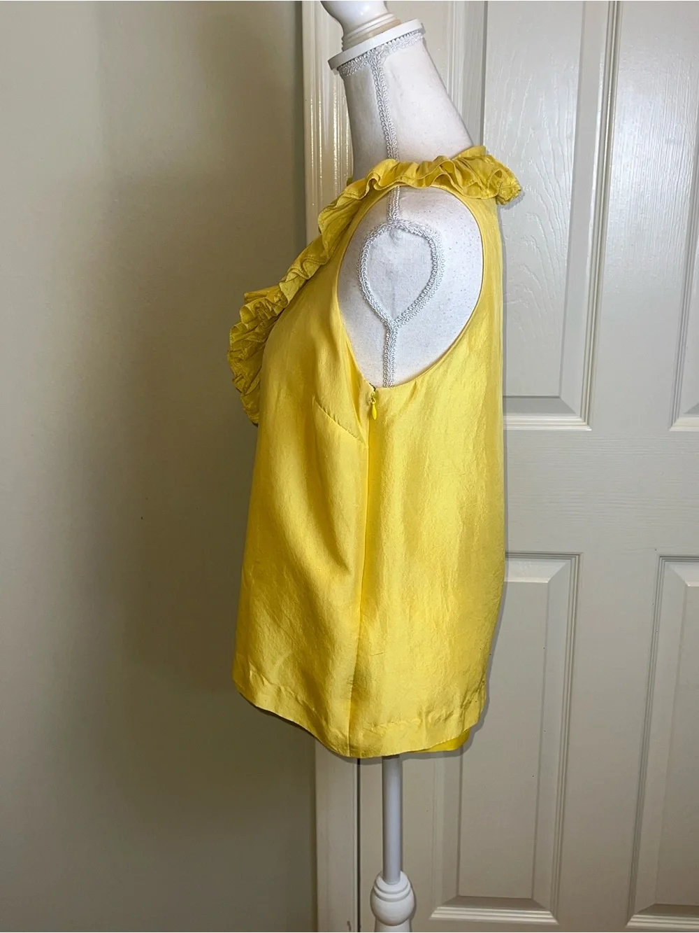 KATE SPADE Silk Sleeveless Top With Ruffle Collar